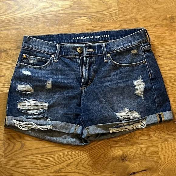 Articles Of Society Pants - Articles Of Society Jimmy Distressed Jean Cuffed Shorts
